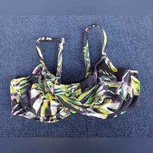 Fantasie Palm Valley Bikini Top Black Green Size 36DD Full Cup Wrap Front 6760